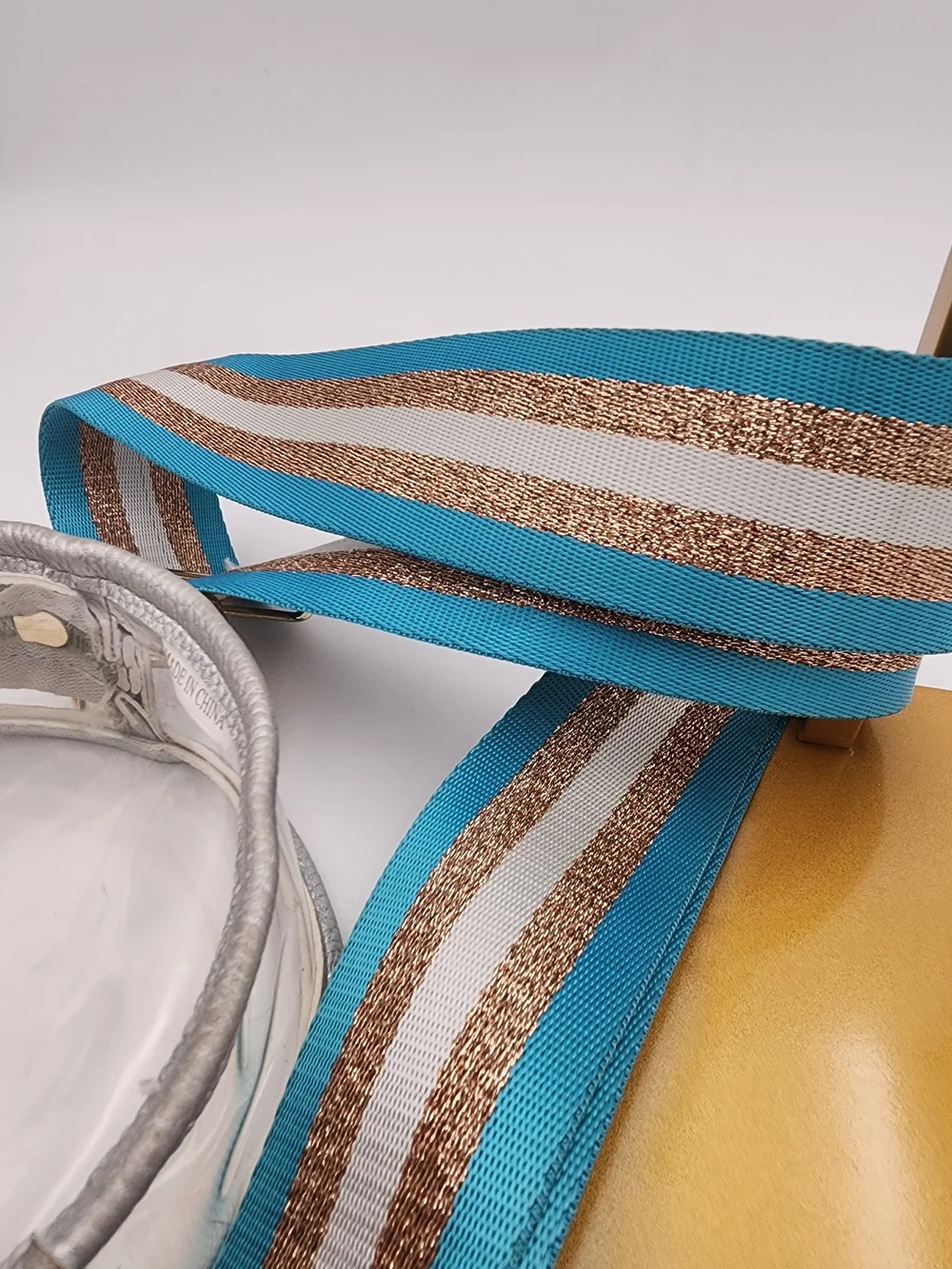 Generic No Name Clear Round Crossbody Bag with Teal Strap